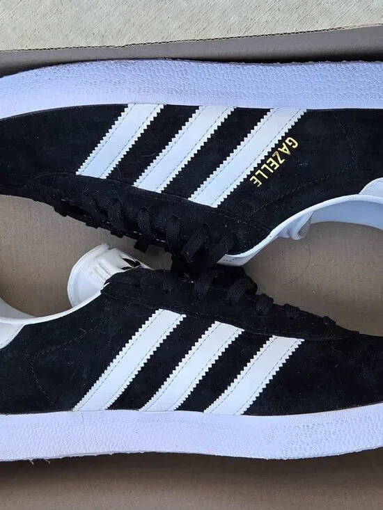 Men's Adidas Gazelle Shoes - Black/White size 9.5 - Picture 5 of 7